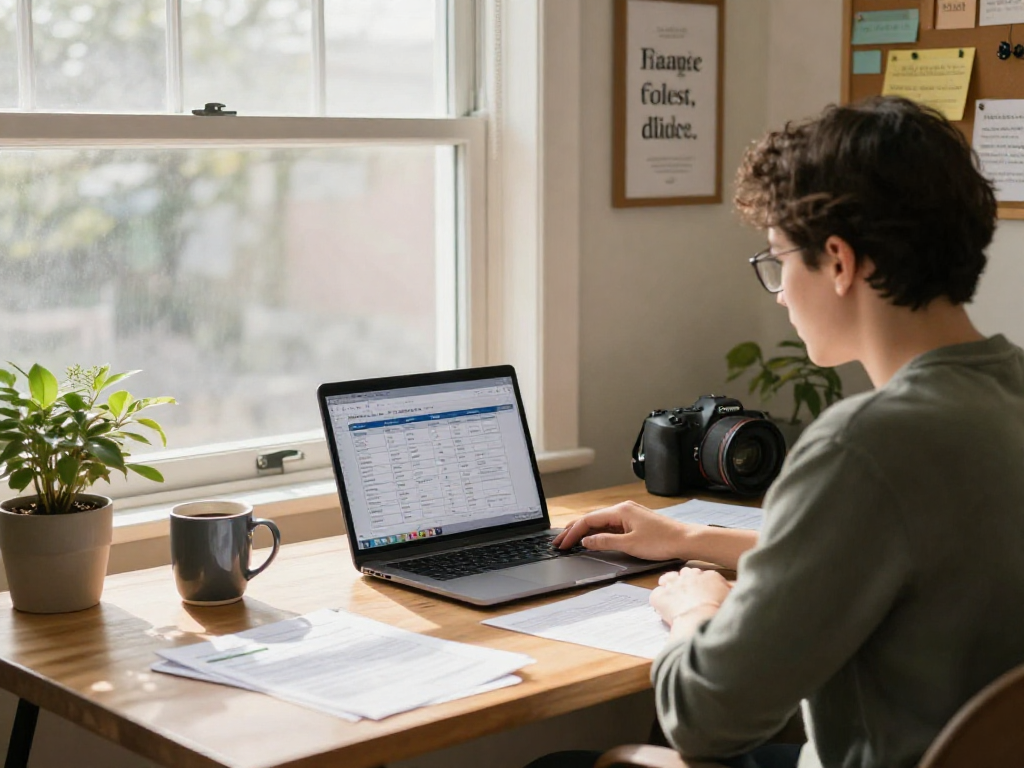 Debt consolidation Canada process in a cozy home office with financial documents and calculator.
